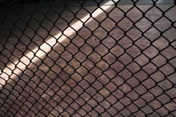 istock Galvanized Metal Fence with Light Beam Background. 1440973210