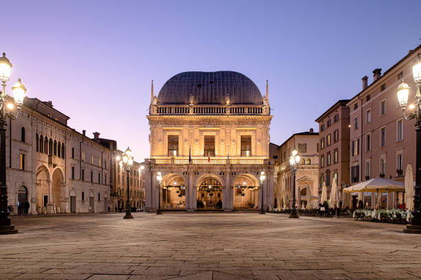 Piazza Loggia Brescia in Italy The Piazza Loggia Brescia in Italy brescia stock pictures, royalty-free photos & images