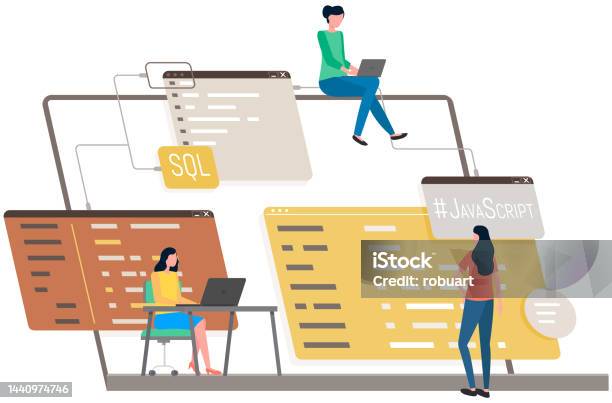 Programmer Engineering And Coding Set Of Programmers Working On Web ...