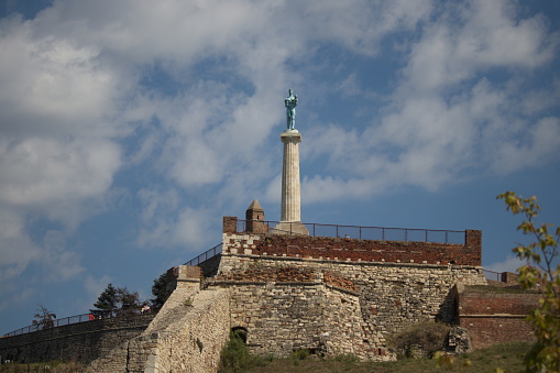 The famous Victor sculpture in the Upper Town of the Belgrade Fortress in Serbia