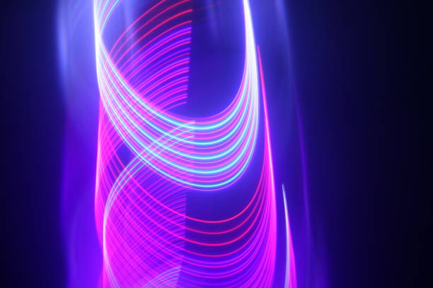 istock Abstract moving pink and blue neon lights for techno wallpaper or background 1440975363