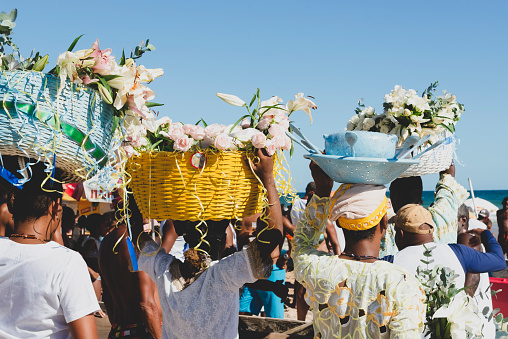 Salvador, Brazil – January 27, 2022: A traditional party in the honor of Iemanja in Salvador, Brazil