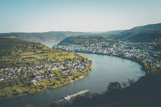 A beautiful view of Boppard town on the banks of Rhine river, Germany