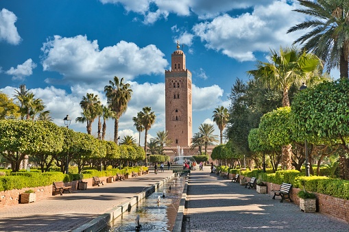 A mesmerizing view of the ancient city of Marrakesh, an imperial city in Morocco with historical sights