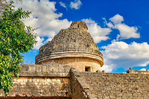 The Observatory in the archeological zone of Chichen Itza, Yucatan, Mexico