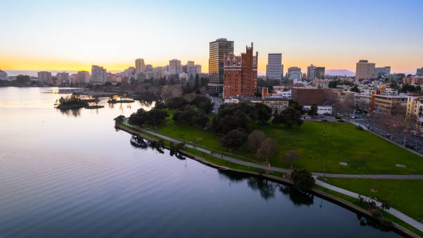 istock Oakland, San Francisco cityscape during sunset 1440980925