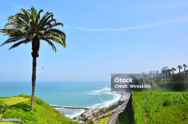 Ocean And Coastline In Lima Stock Photo - Download Image Now - Architecture, Beach, Blue