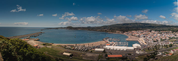 A panoramic shot of the beach in Praia da Vitoria in Terceira Island, Azores, Portugal