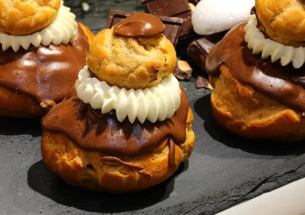 Religieuse is a French pastry made of two choux pastry cases for sale