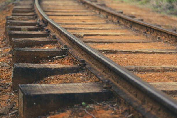 A closeup of old railway tracks