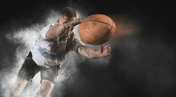 istock Man rugby player. Sports banner 1440987679