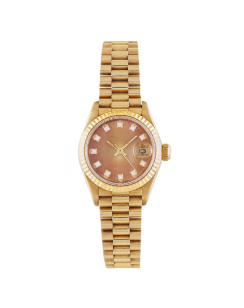 istock Luxury golden watch isolated on a white background 1440988449