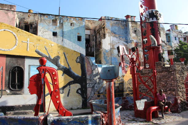 Cuba - La Havane - El Callejon de Hamel designates an alley in the centro Habana in Cuba. It has been painted and decorated since the 90s by Gonzales Salvador, a Cuban artist of German origin.
