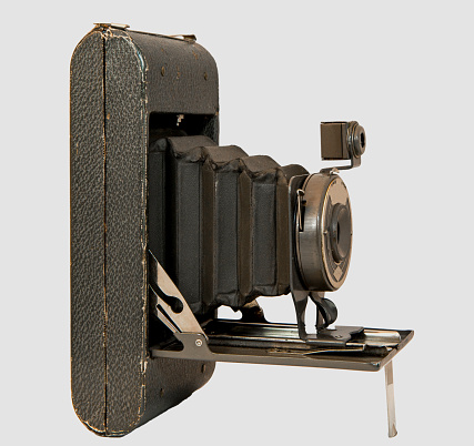 Antique folding bellows Agfa Ansco camera in leather case.