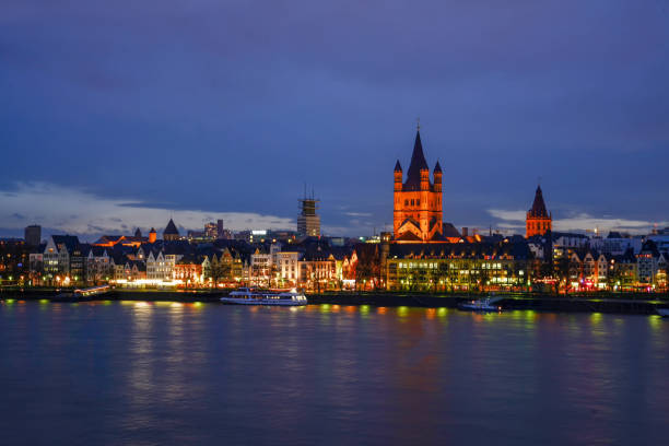 istock Gorgeous night view  Cologne embankment with 1440998889