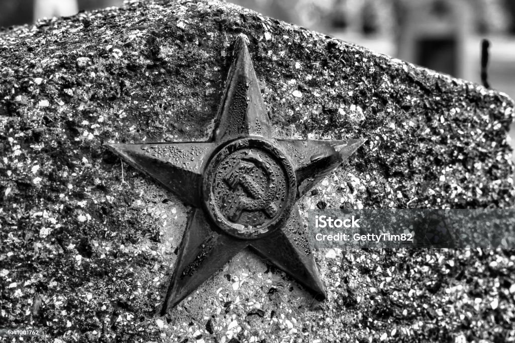 the soviet star of the red army in a tombstone the star of the red army in a stone Communism Stock Photo