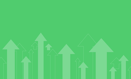 The concept of price growth and profit. Background with up arrows.