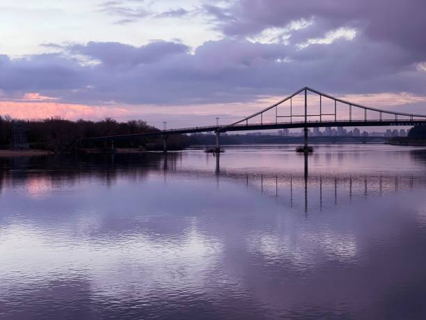 istock Bridge over the Dnieper river at evening in Kyiv city. 1441005467