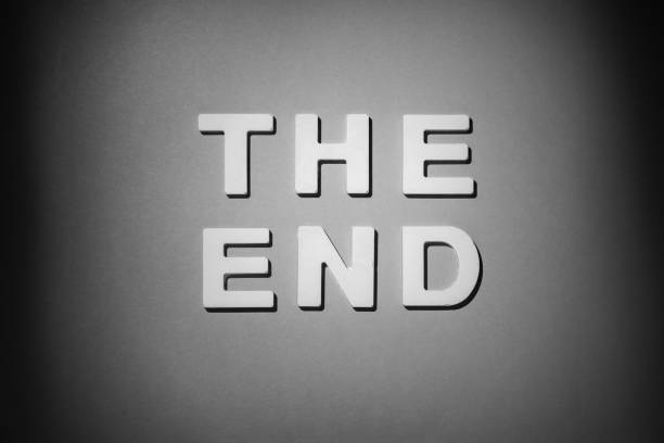 The End - Old movie final title. Black and white photograph
