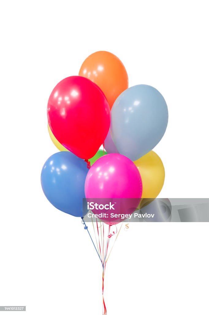 holiday balloons with colorful ribbons festive different colors balloons with colorful ribbons isolated on white background Affectionate Stock Photo