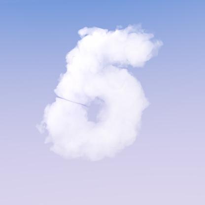 Sign number five cloud texture 3d illustration, concept of fifth idea or place