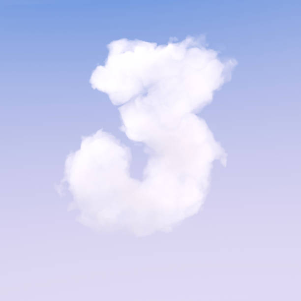 Sign number three cloud texture 3d illustration, concept of third idea or place