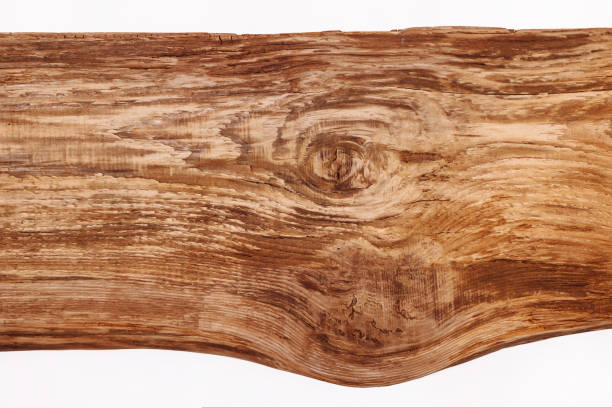 istock Old wooden board isolated on white background 1441017264