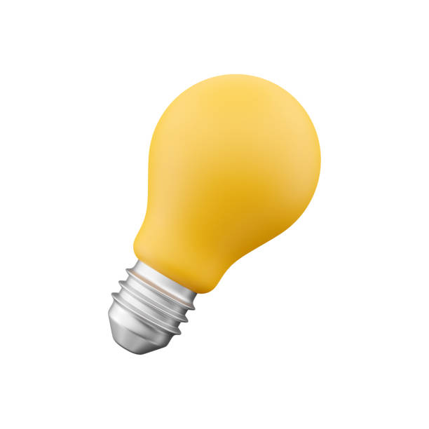 istock 3d render the icon is a yellow light bulb. 3D lamp icon rendering on white backround 1441017371