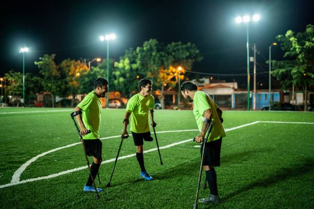 istock Amputee soccer team on soccer field 1441017754