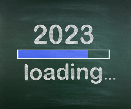 New year 2023 loading on blackboard