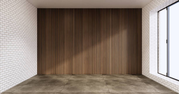istock Architecture and interior concept Empty room and granite wall and concrete wall background 3D illustration rendering 1441019419