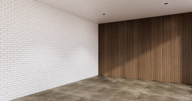 istock Architecture and interior concept Empty room and granite wall and concrete wall background 3D illustration rendering 1441019420