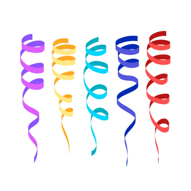 istock Serpentine carnival ribbons set. Colorful paper streamers 1441020711