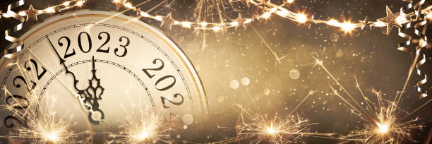 2023 New Year Clock stock photo