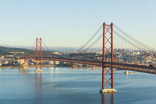 Red Bridge April 25th in Lisbon in the morning sun