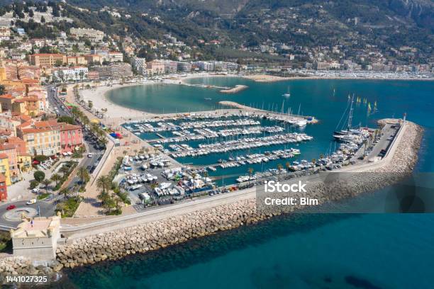 Yachts And Boats At Harbor In Menton Aerial View Cote Dazur French Riviera Stock Photo - Download Image Now