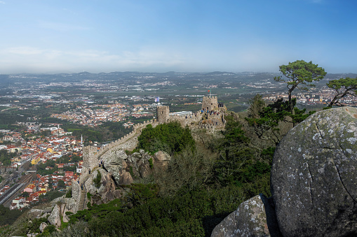 Zahara de la Sierra, Andalusia. Aerial view of city tower.