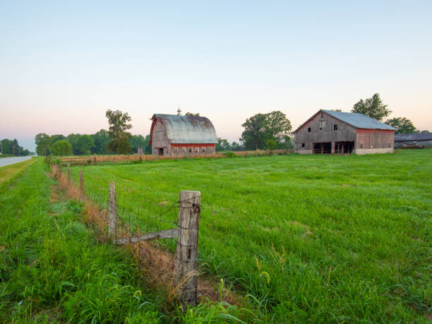 istock Old weathered barns with fence-Howard County, Indiana 1441038224