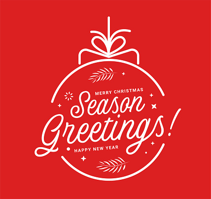 Season greetings typography composition. Decorative design element for postcards, prints, posters