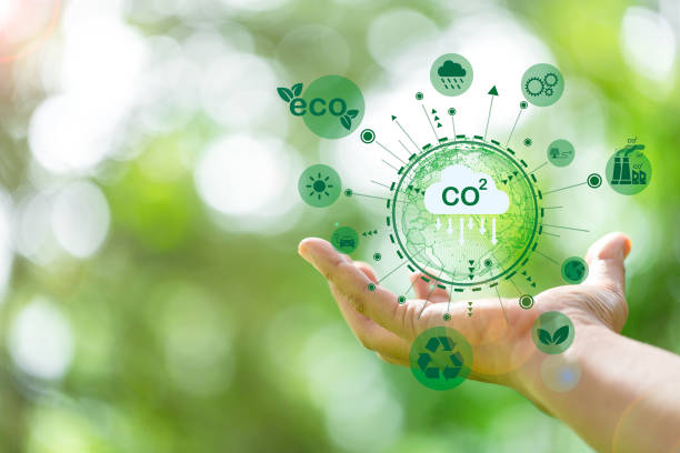 istock Developing sustainable CO2 concepts and low reduce CO2 emissions and carbon footprint to limit global warming and climate change. sustainable environmental management, Greenhouse from renewable energy 1441043176