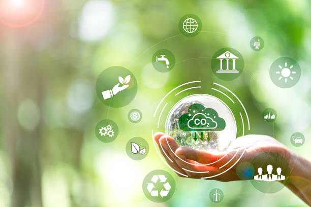 istock Developing sustainable CO2 concepts and low reduce CO2 emissions and carbon footprint to limit global warming and climate change. sustainable environmental management, Greenhouse from renewable energy 1441043241