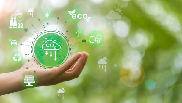 istock Developing sustainable CO2 concepts and low reduce CO2 emissions and carbon footprint to limit global warming and climate change. sustainable environmental management, Greenhouse from renewable energy 1441043250