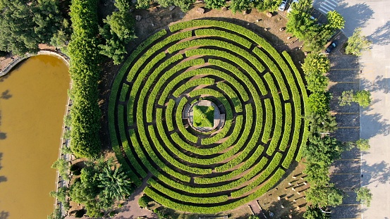 Aerial view of the garden maze