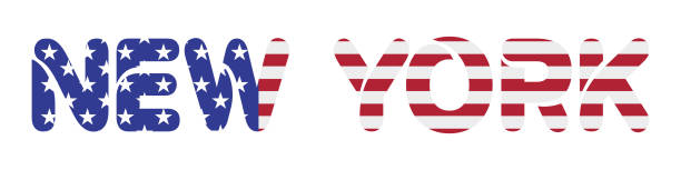 istock New York and American flag lettering. Isolated flat vector illustration 1441045529