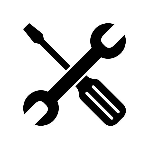 шаблон векторного дизайна значка отвертки на белом фоне - wrench stock illustrations