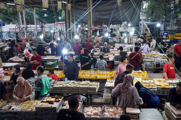November 13, 2022. Early morning cakes market. Senen Market, Jakarta, Indonesia. stock photo