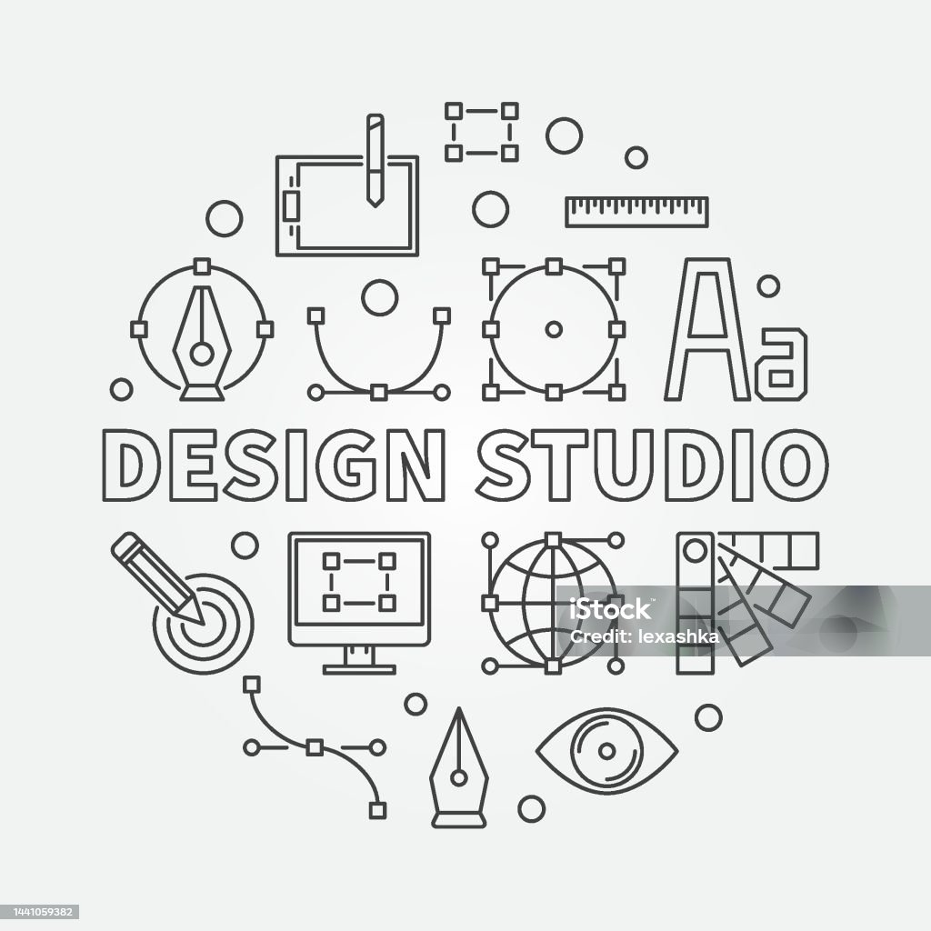 Studio Round Design Studio Round Vector Outline Illustration Stock Illustration ...