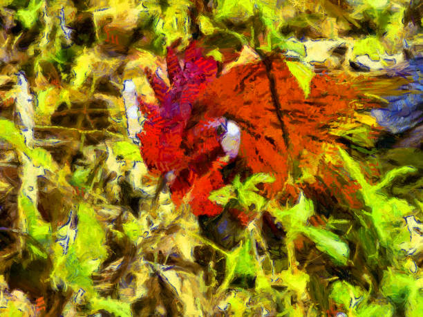 istock A chicken with a red crest Illustrations creates an impressionist style of painting. 1441063935