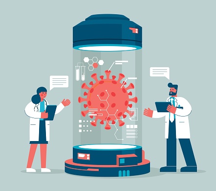 laboratory -  illustration with viruses stock illustration