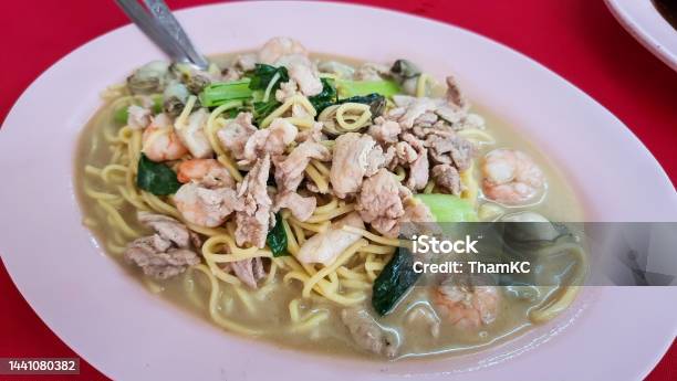 Authentic Penang Fried Hokkien Mee Or Noodle Served In Plate Stock Photo - Download Image Now